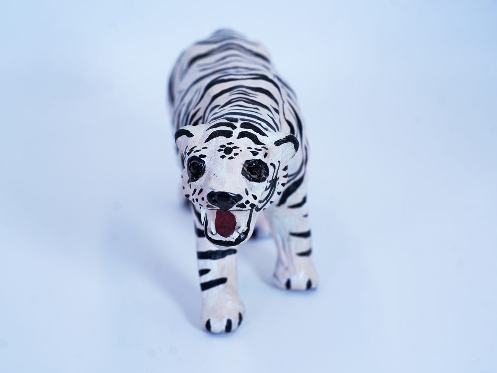 Indore Leather Toy White Tiger (1) Indore Leather Toy White Tiger