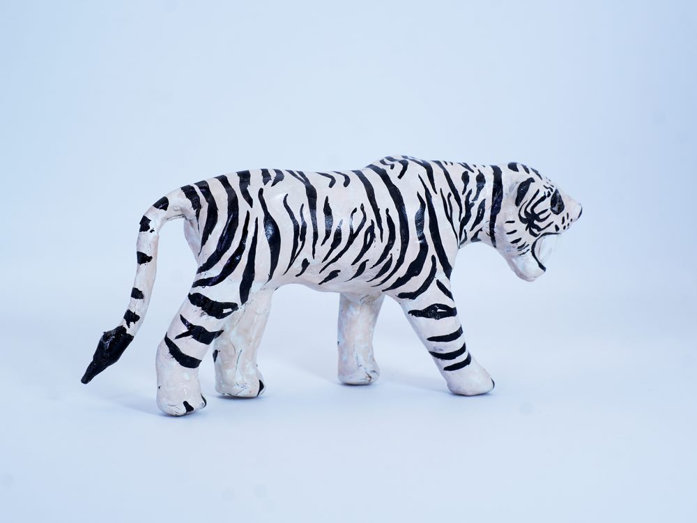 Indore Leather Toy White Tiger (5) Indore Leather Toy White Tiger
