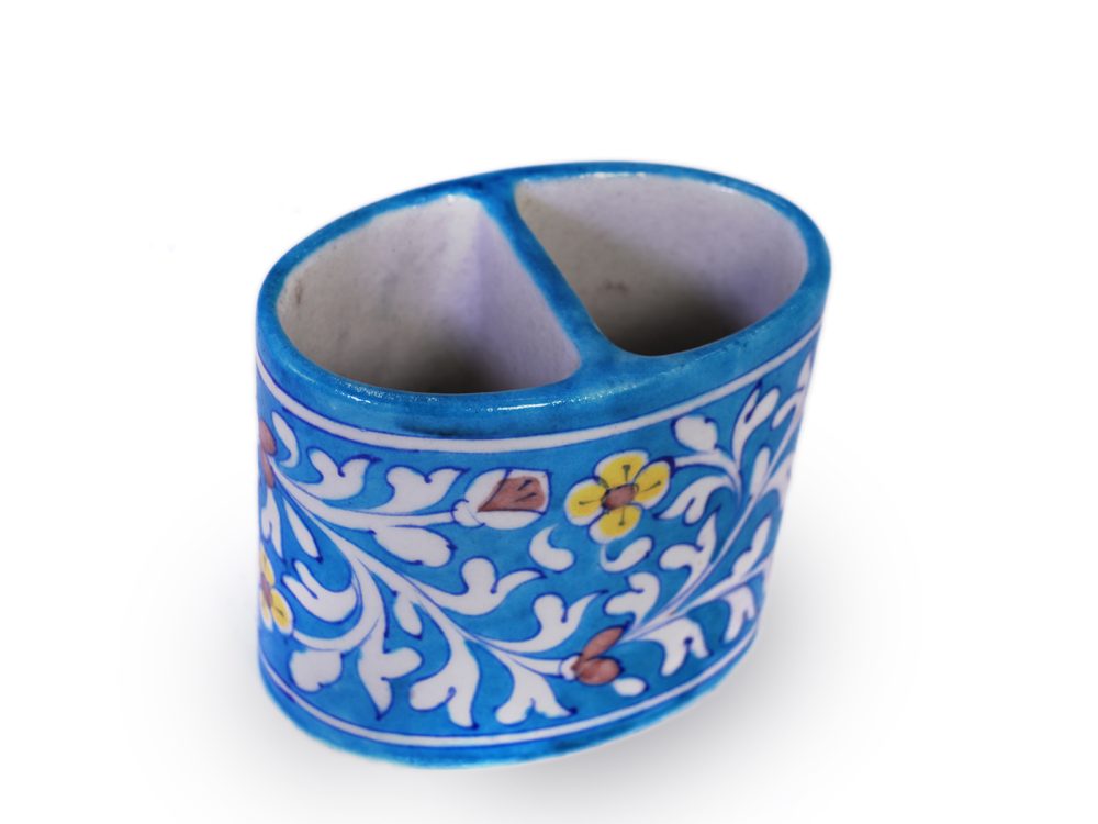 Rajasthan Blue Pottery Brush Holder-2 Rajasthan Blue Pottery Brush Holder