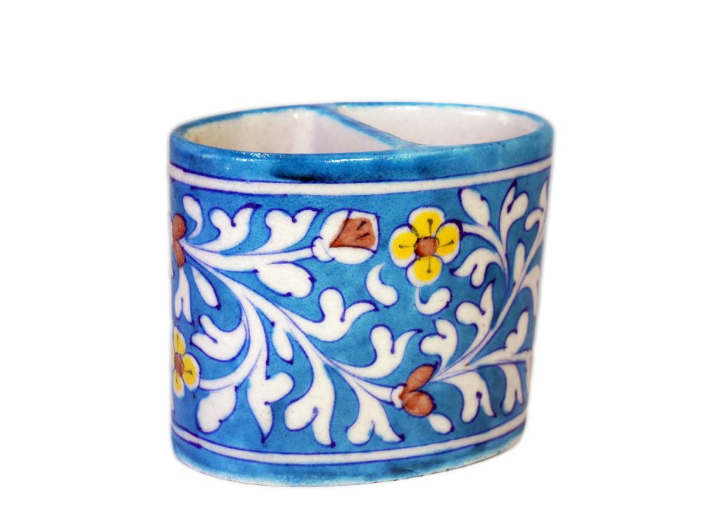 Rajasthan Blue Pottery Brush Holder-4 Rajasthan Blue Pottery Brush Holder